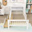 Lit plateforme simple en bois avec rangement pour tête de lit, garde-corps de sécurité et tiroirs-517482105