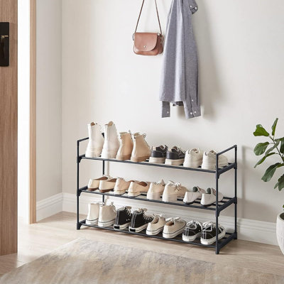 3-Tier Metal Shoe Storage Rack, Black