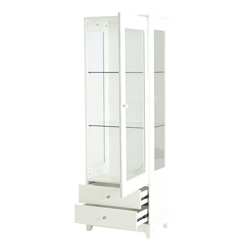 Vitrine autoportante 71 po avec 2 tiroirs de rangement 71 po