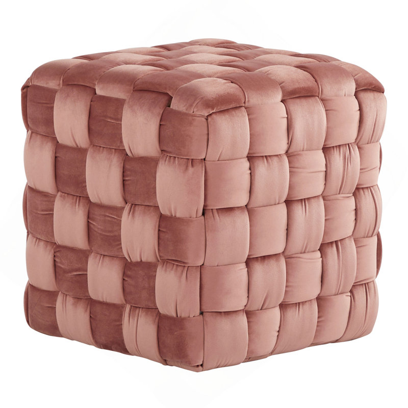 Repose-pieds carré en velours 16 po, Pink