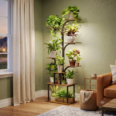 63.5"H Indoor Plant Stand With Grow Light 8 Tiered Tall Plant Shelf