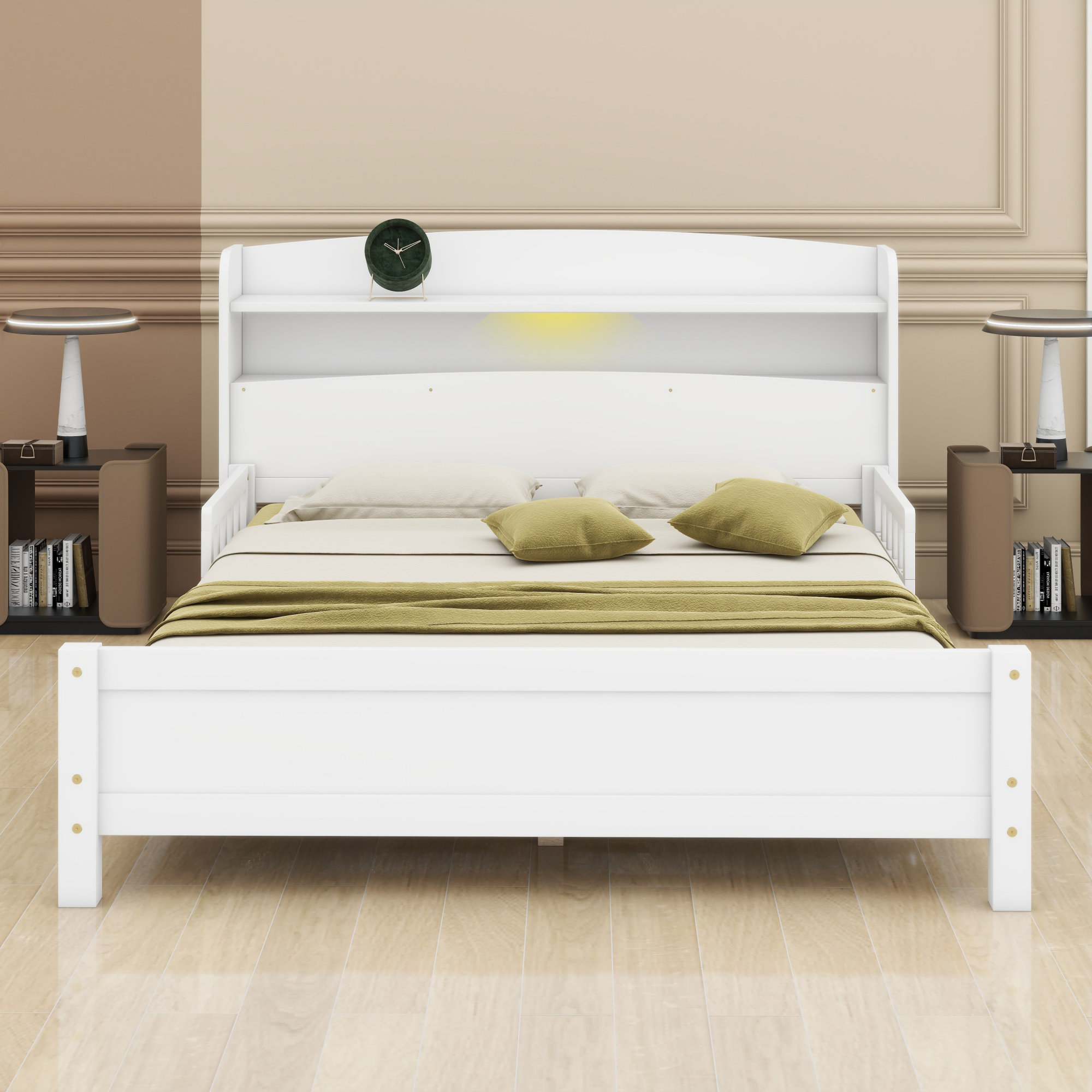 Red Barrel Studio Smart Wooden Bed Featuring Storage Bookcase Headboard ...