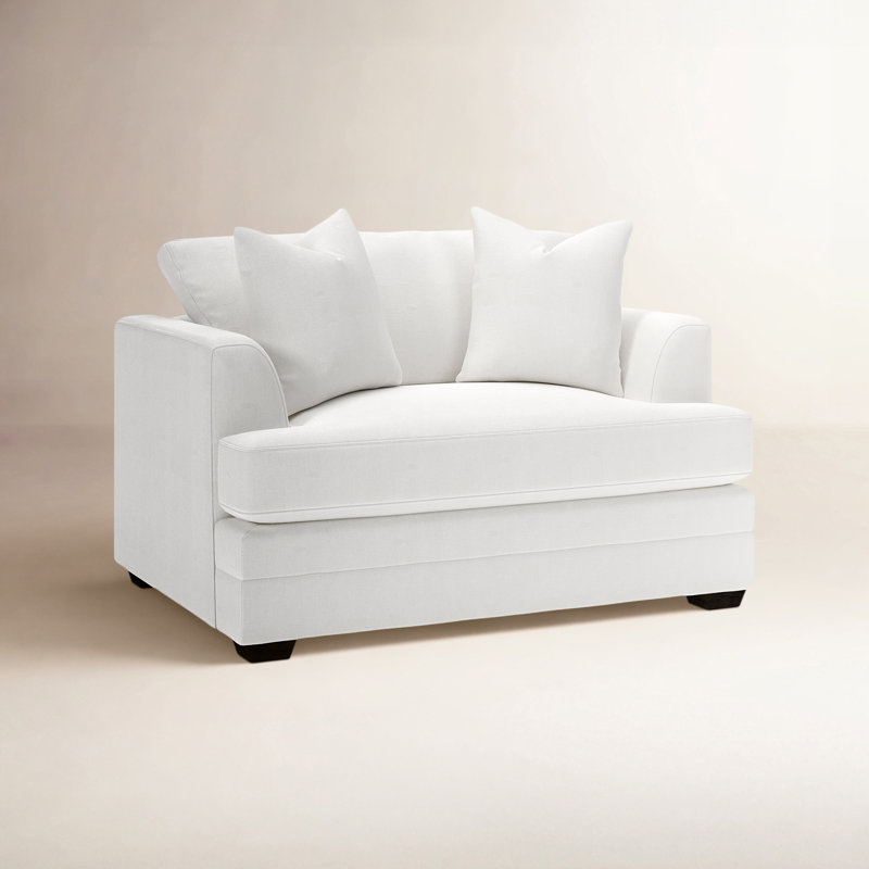 Chaise et demi rembourrée Edan, Natté lueur lunaire Drusky Sustain®