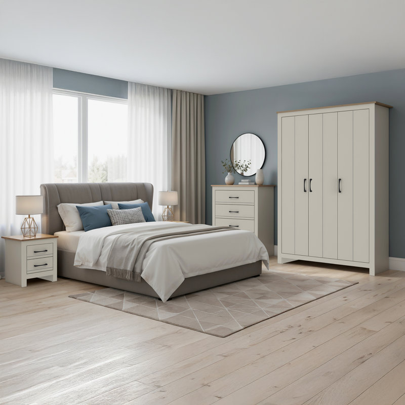 Limestone 4 Piece Bedroom Set, Light Grey
