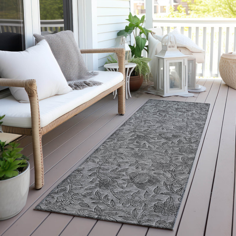 Tapis gris intérieur / extérieur lavable à la machine Mahaney ACN771, Tapis de couloir 2 pi 3 po x 7 pi 6 po