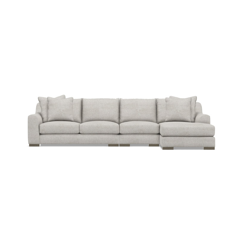 Gabi 3-Piece Fabric Sectional, Right Hand Facing, 35" H x  135" W x 63.5" D, Light Gray Polyester