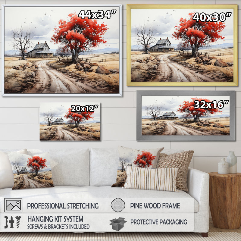 «Country Road The Path Ahead» sur impression sur toile, Toile tendue, H 34 po x l 44 po x P 1,5 po