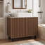 Base de meuble-lavabo de 36 po en noyer brun rétro avec comptoir en pierre, lavabo en céramique, drain inclus et tablette réglable