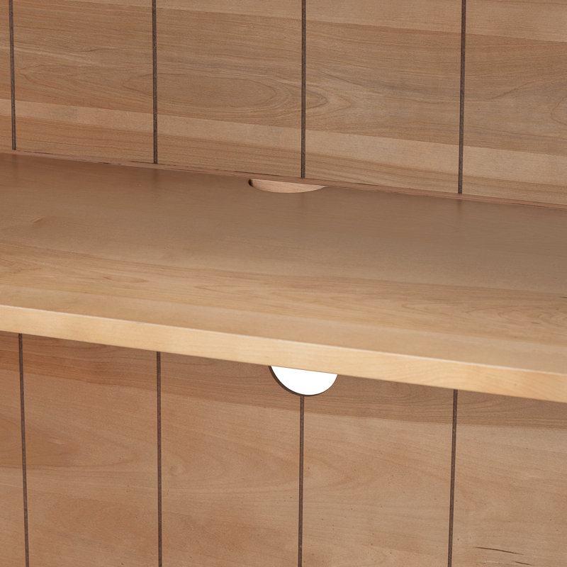 Buffet avec portes en verre - Design rétro classique pour la maison (grand bois naturel spacieux et élégant