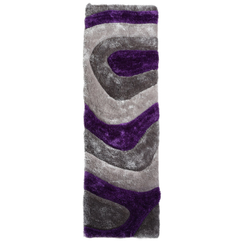Thionville Shag Purple/Grey Shag Area Rug, Runner 2'3" x 8'