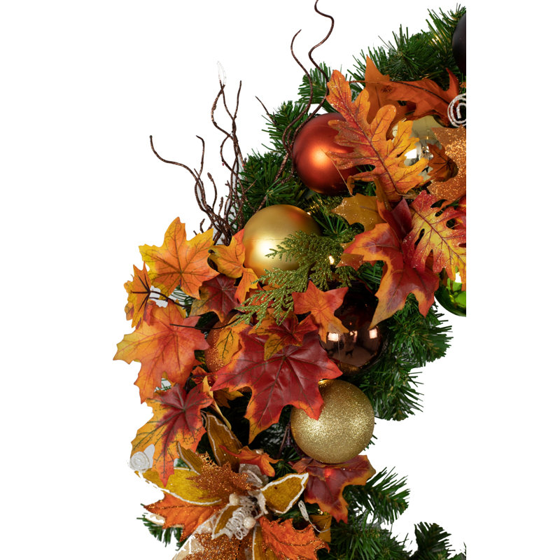 Decorated Fall Lighted PVC Wreath