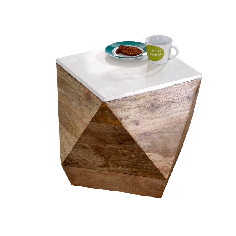 Laronda Solid Wood Drum End Table