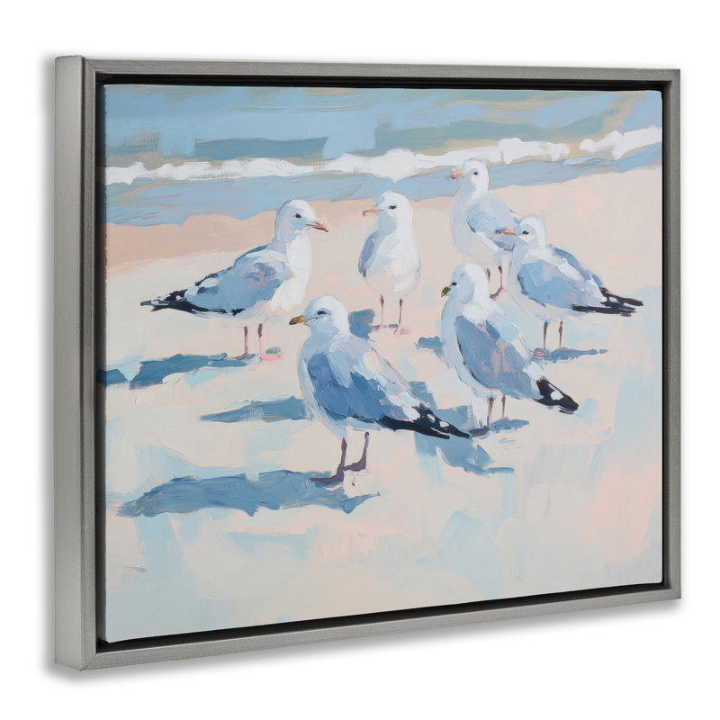 Cadre flottant Summer Seagulls, Cadre flottant gris lustré, H 25 po x l 31 po