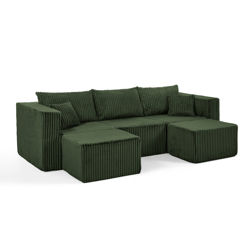 Canapé modulaire compact en velours côtelé modulaire compact avec un style minimaliste moderne, Vert