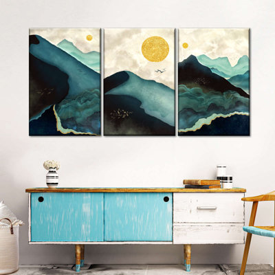 Coucher de soleil sur toile, ensemble de 3 pièces