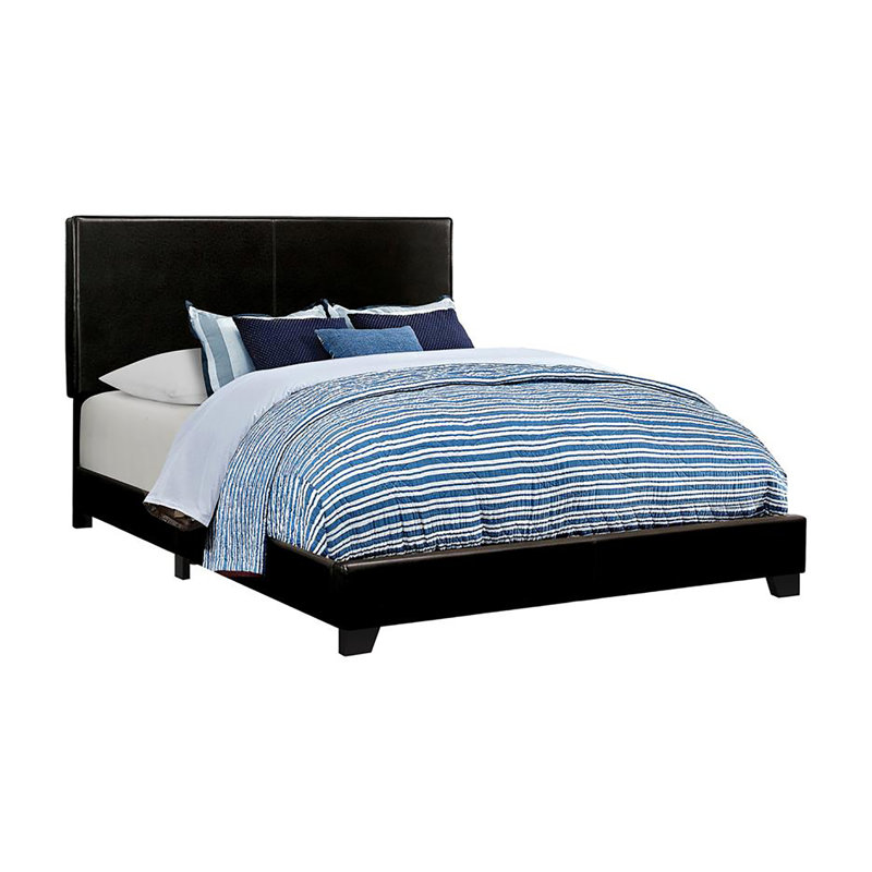 Grand lit à panneau tapissier noir avec une esthétique contemporaine pour le revêtement en similicuir de chambre à coucher et une surface de sommeil lisse