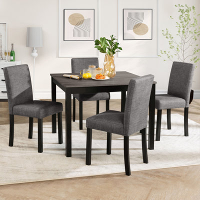 Ensemble de table avec 4 chaises, ensemble de table pour 4 avec chaises, ensemble de table en bois pour la cuisine, la salle à manger