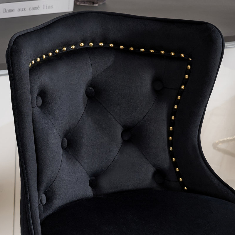 Tabouret de bar Fredez, Noir, Or
