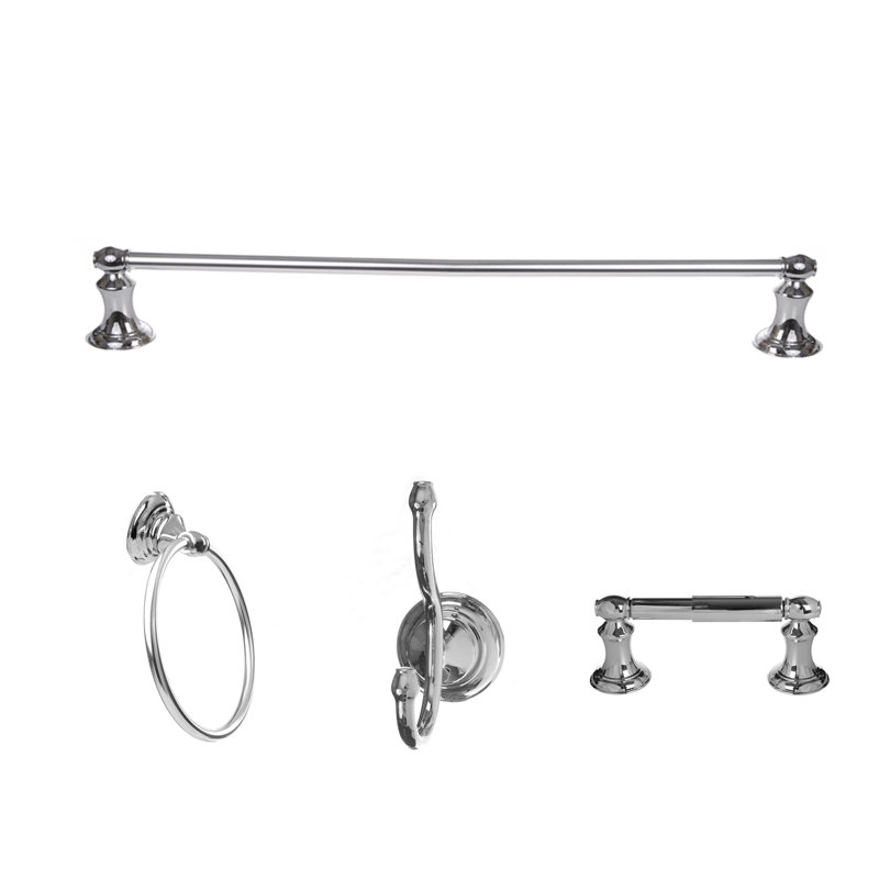 Highlander 4 - Piece Bathroom Hardware Set, Chrome