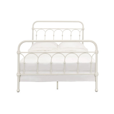 White Full Bed, Robust Metal Support And Classic Elegant Spindle Look Frame With Design For Comfort