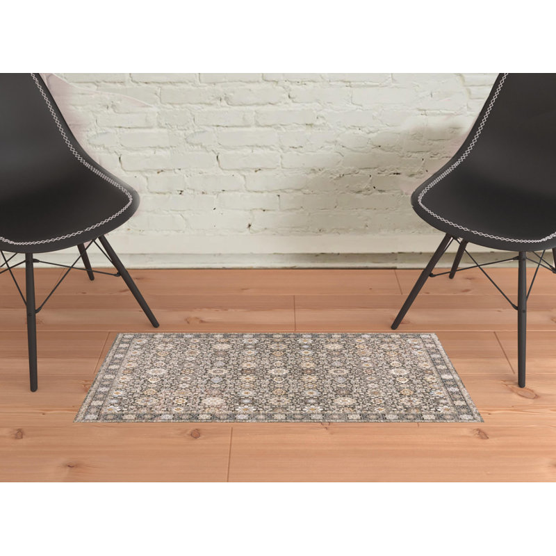 Tapis oriental gris / ivoire Atherine, Rectangle 2 pi x 3 pi