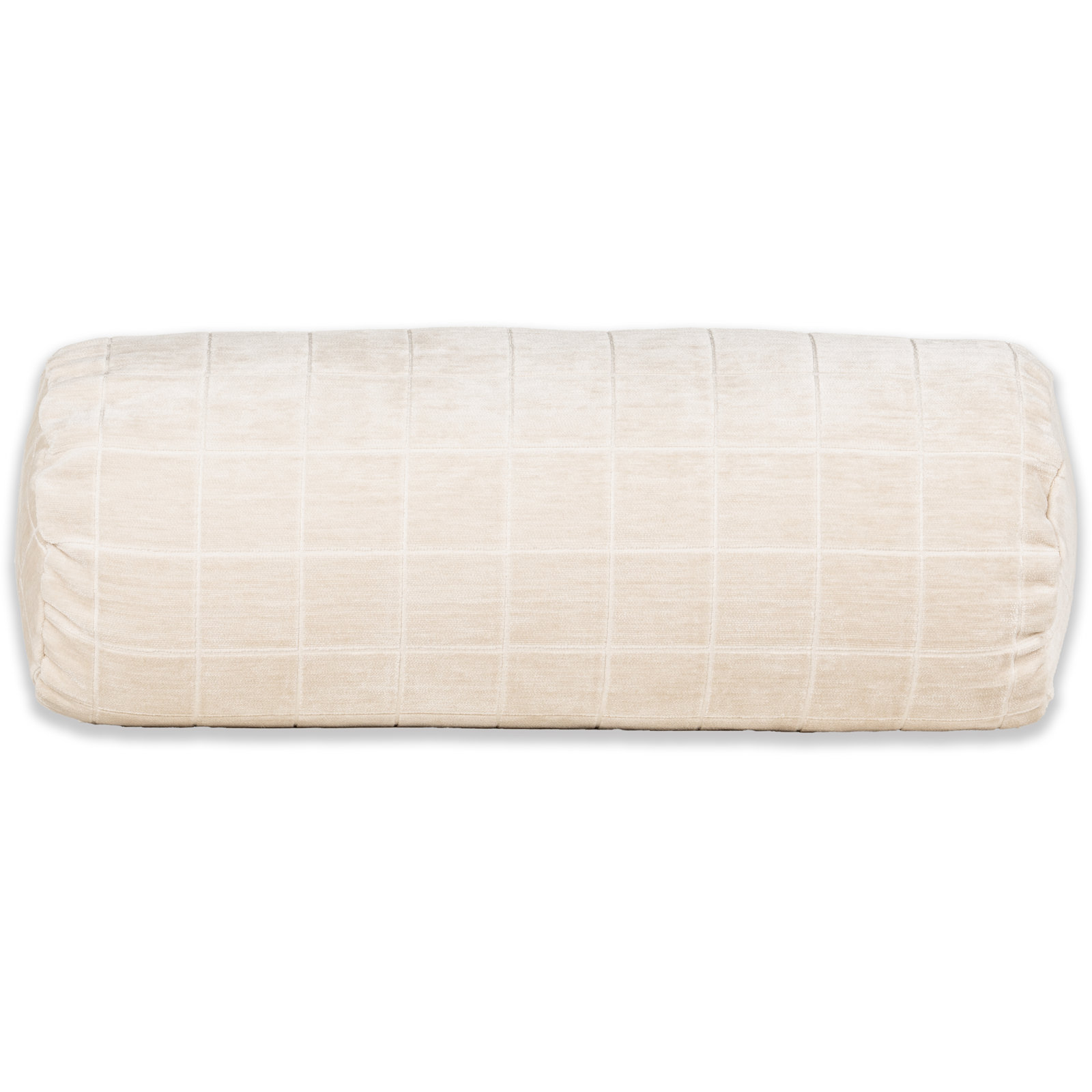 Otterville Velvet Grid Bolster Pillow, Cream Geometric, Bolster 8"H x 39"W