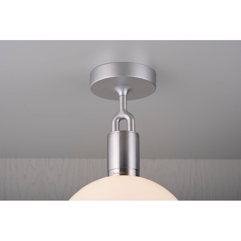 1 - Light Semi Flush Mount, Steel, Opal, Medium