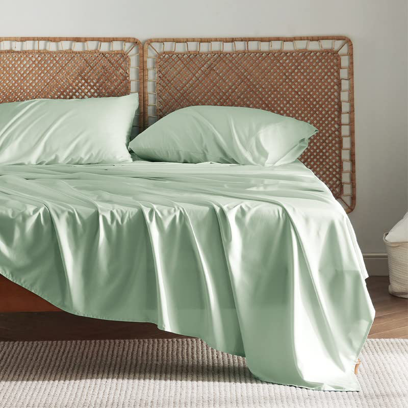 Essential Collection Cooling Rayon Derived from Bamboo Sheet Set, Queen Sheet Set with 2 Pillowcases, Sage Green