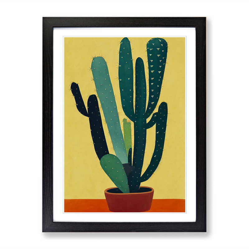 FRM-V0523-341X Cactus Cacti Vol.1 - Single Picture Frame Print, Black Framed, 64cm H x 46cm W x 2cm D