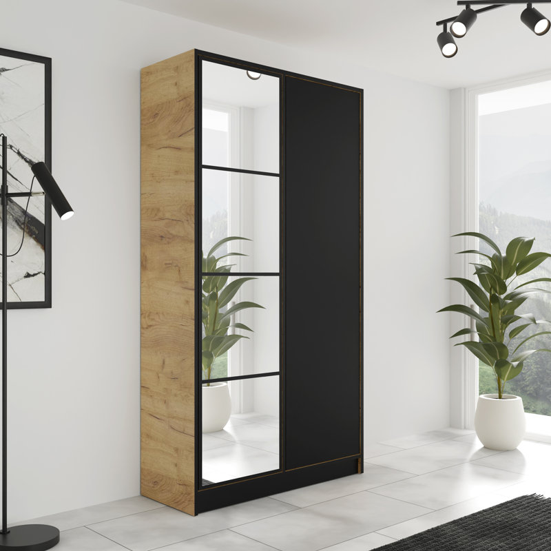 Rigley 2 Door Wardrobe, Black/Oak Craft Gold