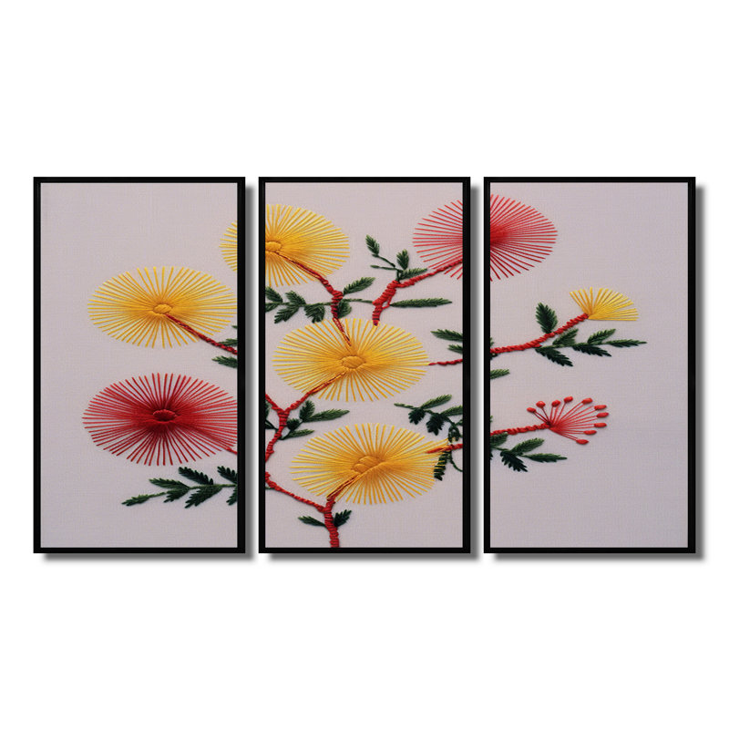 Bonneau - ensemble d'art mural coquelicot, Cadre flottant noir, H 32 po x l 48 po x P 1 po