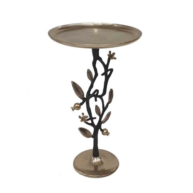 Table d'appoint en aluminium 13,8 x 13,8 x 24 pouces avec un design délicat de grenade et une fonctionnalité polyvalente