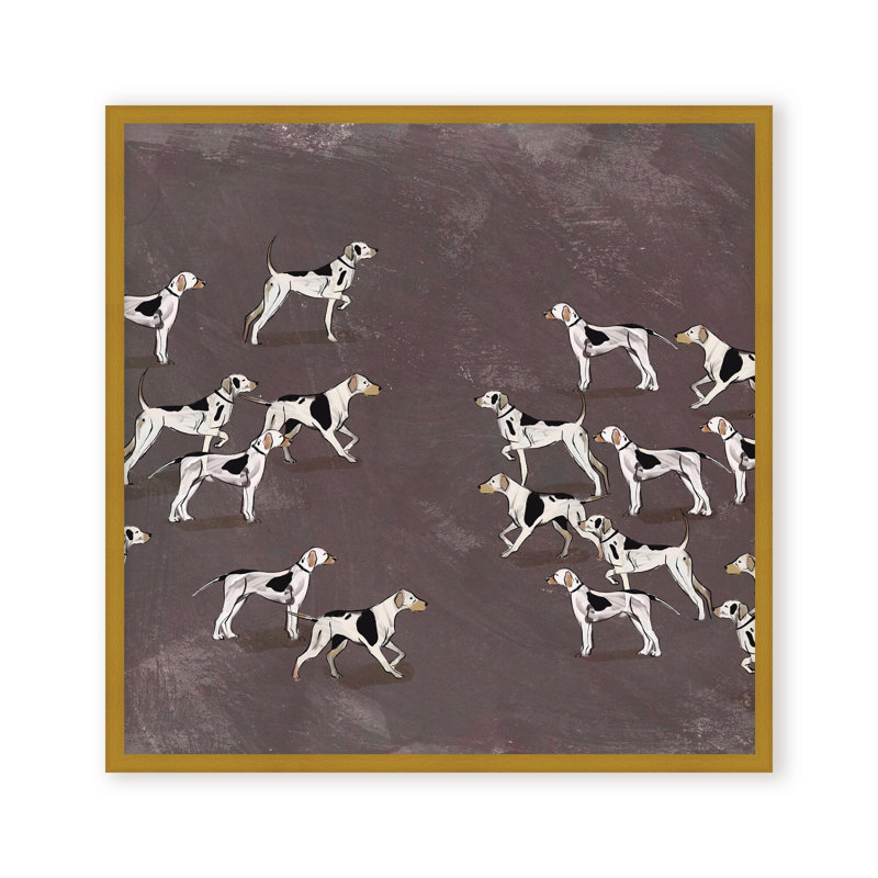 Nature Inspired Modern Ensemble: Sleek Hound Soirée, 36" H x 36" W, Framed Matted Print, Gold