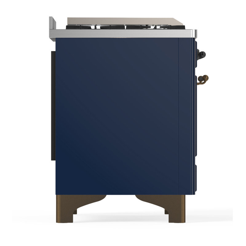 Majestic III Series 36 Inch Dual Fuel Range with 6 Sealed Burners, Griddle, in Glossy Black (Natural Gas, Brass Trim)