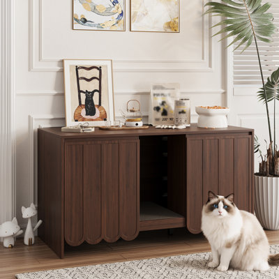 Enceinte vintage en bois pour litière pour chat, armoire de toilette cachée pour chat