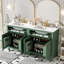Ensemble de meuble-lavabo double Henlen avec deux lavabos en céramique et armoires et rangements séparés-618300089