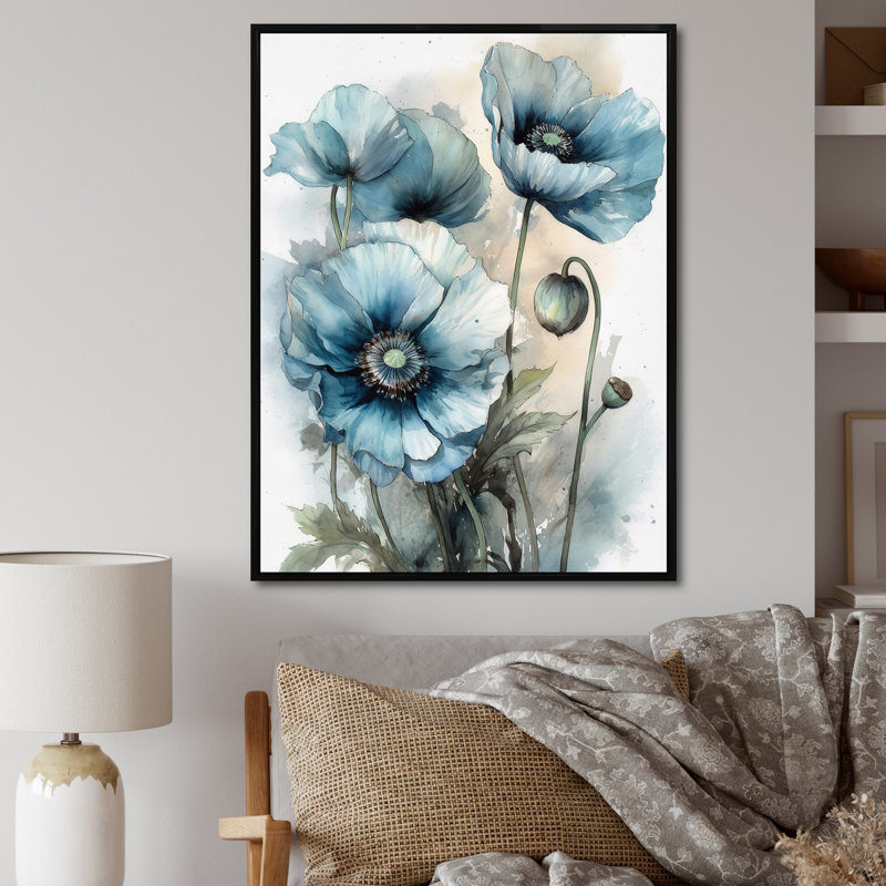 Radiance souvenir de coquelicot II sur toile, Cadre flottant noir, H 32 po x l 24 po x P 1 po
