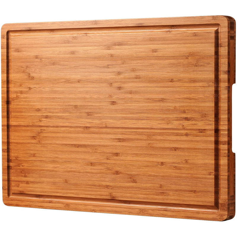 XXL Bamboo Cutting Board with Handles and Juice Grooves