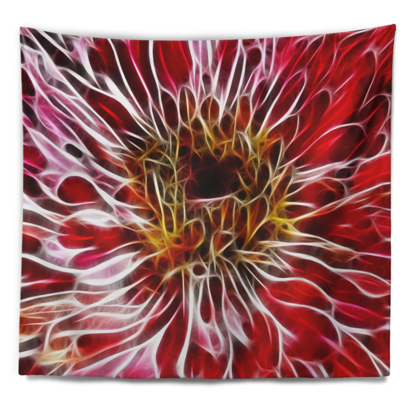 Tapisserie fleur d’art numérique floral, H 50 po x l 60 po