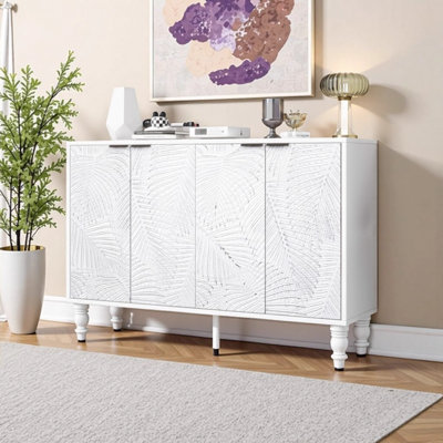 47.2" Modern TV Stand with 2 Storage Cabinets, Adjustable Shelves, Solid Wood Legs and Anti-Tip Device for Living Room, White, Fits Up to 43" TVs by Charlton Home