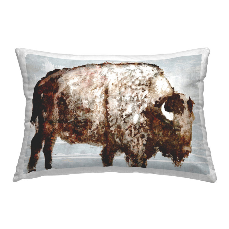 Abstract Buffalo Impression Decorative Printed Throw Pillow Design by Dan Meneely