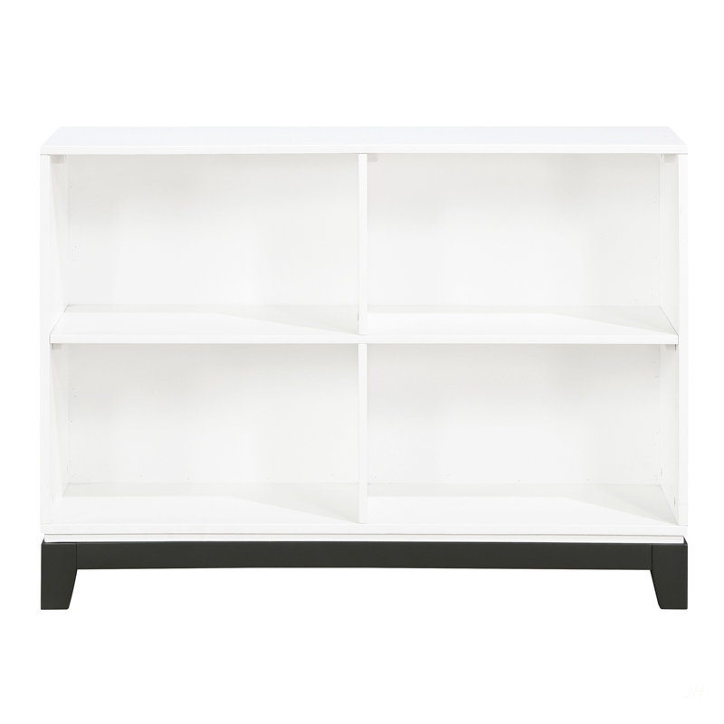 Meuble en bois avec bibliothèque à 4 tablettes et finition blanche