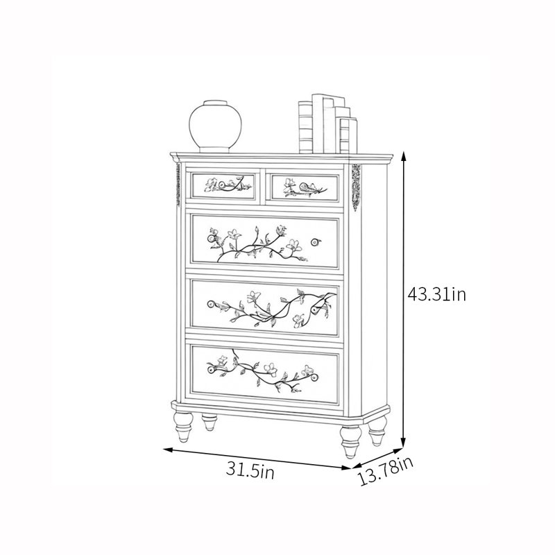 Five drawer painted multi-function accent chest