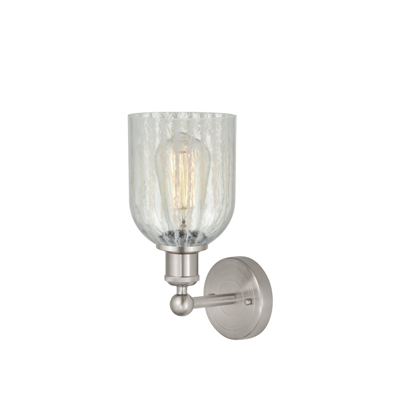 Applique murale à bras en acier 1 lumière Carmi, Mouchette, Nickel satiné brossé