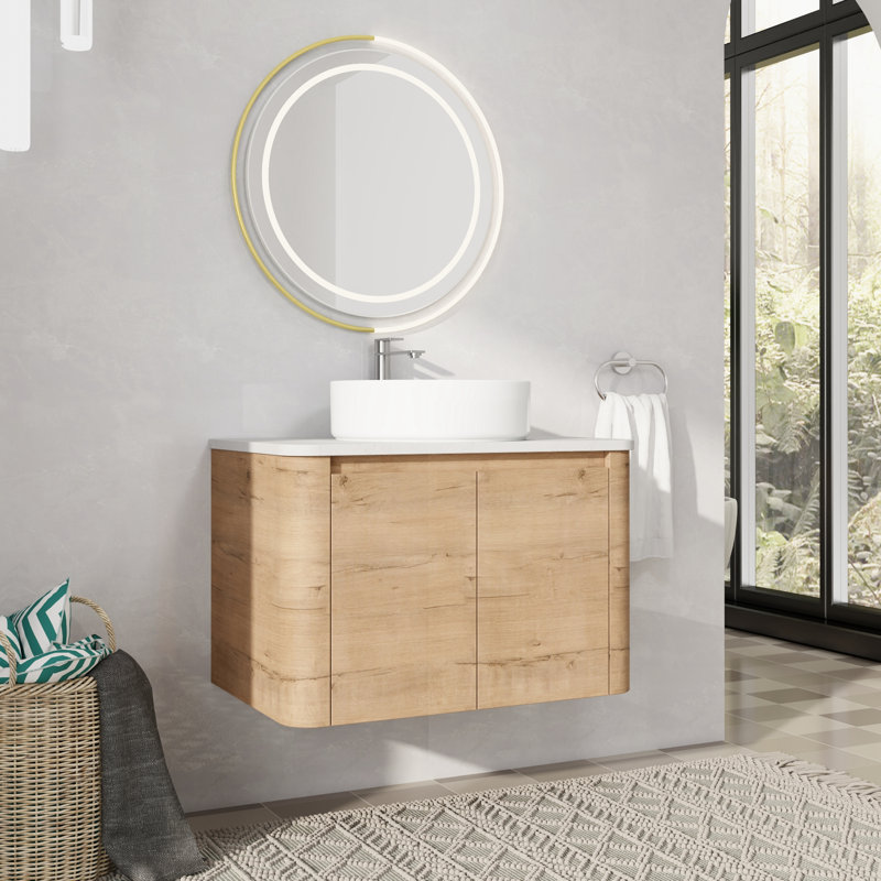 Meuble-lavabo mural simple avec lavabo en céramique, 30", Blanc