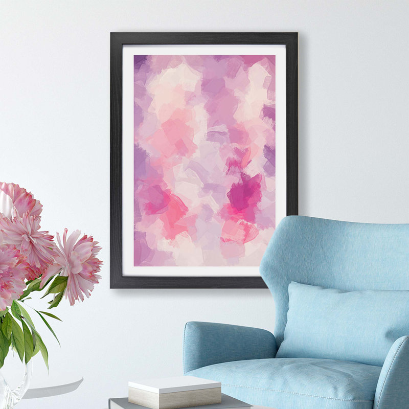 Pink Clouds - Single Picture Frame Print, 62cm H x 87cm W x 2cm D, Black