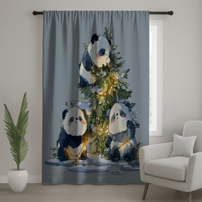 Pandas avec rideaux de fenêtre d'arbre de Noël, voilages et rideaux occultant Panda - 1 panneau