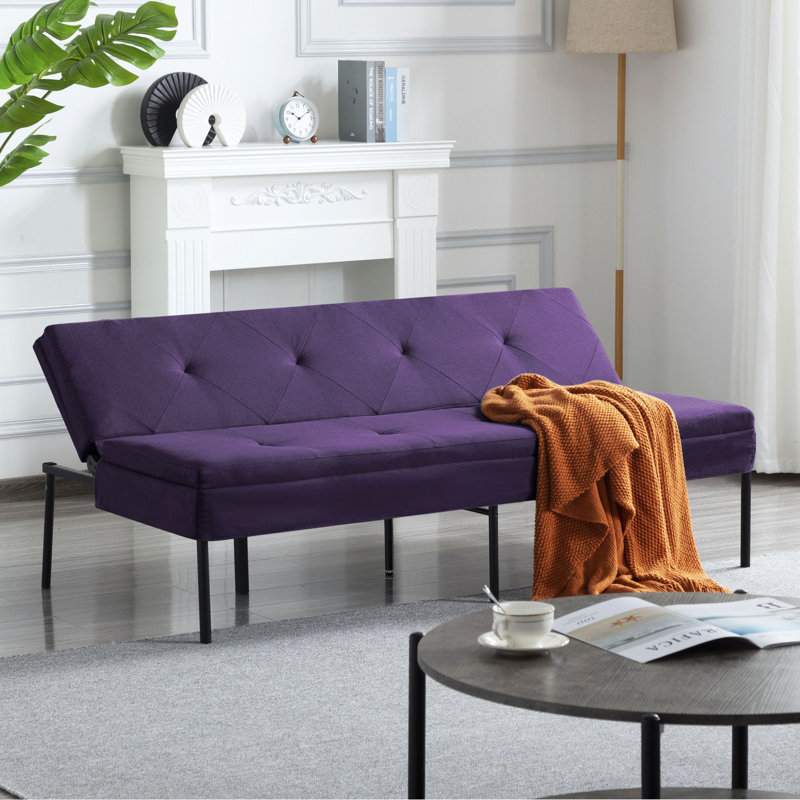 Canapé-lit futon 3 places, canapé-lit simple pliant, structure en métal robuste, revêtement en polyester doux pour la peau, dossier réglable, canapé convertible pour les petits espaces, appartement, dortoir, bureau