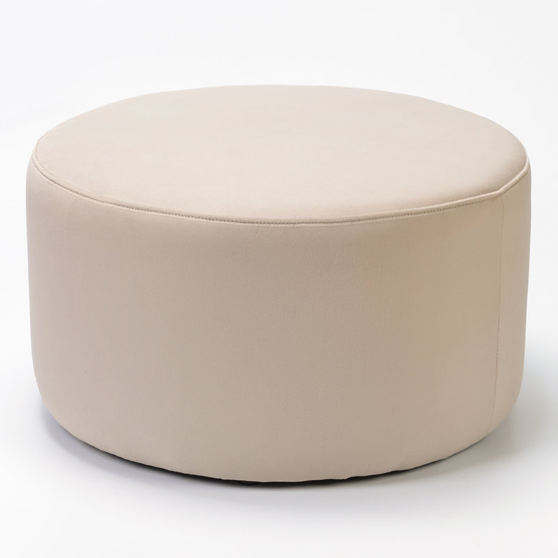 Brichelle 24'' Wide Modern Round Upholstered Ottoman, Gray Velvet