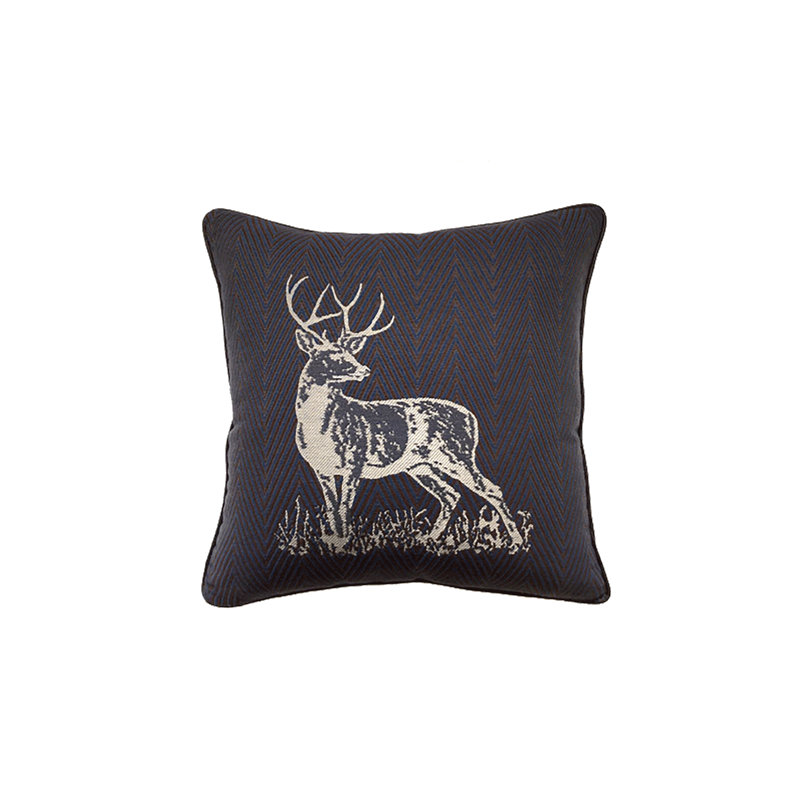 Navy Feather Throw Pillow